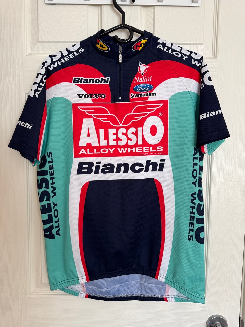 Nalini Bianchi Team Cycling Jersey - Teal, Navy, Red, White
